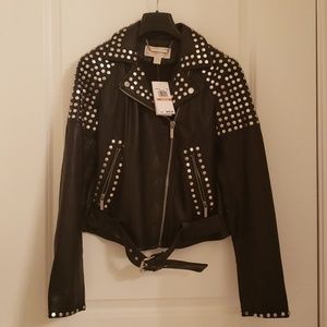 Michael Kors Black studded leather jacket